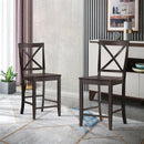 Set of 2 24" Counter Height Barstools Kitchen Dining Chairs Rubber Wood Frame HW63956