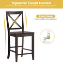 Set of 2 24" Counter Height Barstools Kitchen Dining Chairs Rubber Wood Frame HW63956