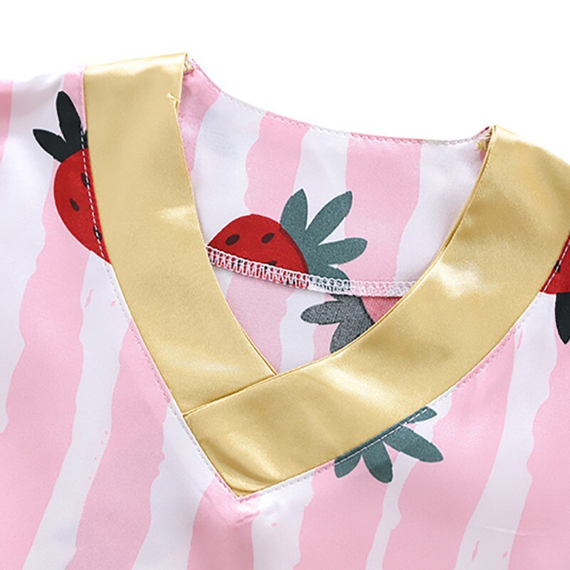 Kids Baby Boys Girls Nightgown Long Sleeve Children's Cartoon Printed Silk Pajamas Sets