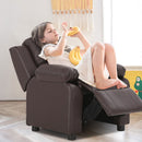 Deluxe Padded Kids Sofa Armchair Recliner Headrest Children w/ Storage Arm Brown