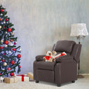 Deluxe Padded Kids Sofa Armchair Recliner Headrest Children w/ Storage Arm Brown