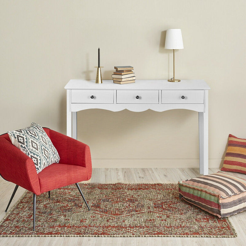 Console Table Hall table Side Table Desk Accent Table 3 Drawers Entryway White