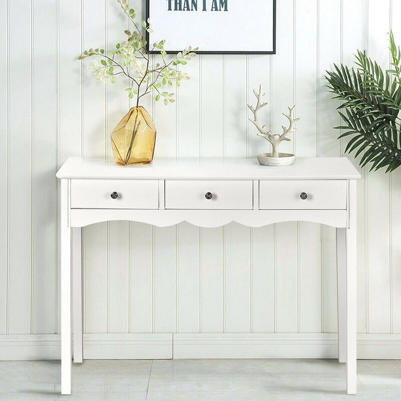 Console Table Hall table Side Table Desk Accent Table 3 Drawers Entryway White