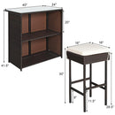 3PCS Patio Rattan Wicker Bar Table Stools Dining Set Cushioned Chairs Garden HW62380
