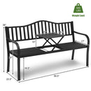 Patio Garden Bench Steel Frame Adjustable Center Table Outdoor Porch Loveseats HW66423