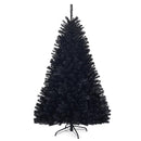 6Ft Hinged Artificial Halloween Christmas Tree Full Tree w/ Metal Stand Black CM22824