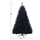 6Ft Hinged Artificial Halloween Christmas Tree Full Tree w/ Metal Stand Black CM22824