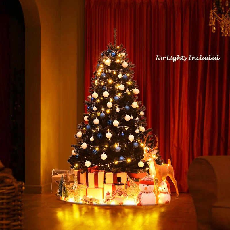 6Ft Hinged Artificial Halloween Christmas Tree Full Tree w/ Metal Stand Black CM22824