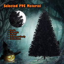 6Ft Hinged Artificial Halloween Christmas Tree Full Tree w/ Metal Stand Black CM22824