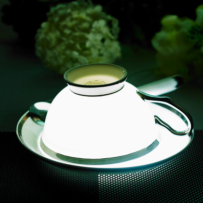 Silver Edge Bone China European Style Porcelain Tea Cup Set