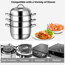 3 Tier 11 Inch Stainless Steel Steamer Set Cookware Pot Saucepot Double Boiler