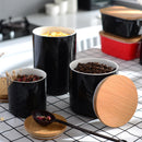 3-Piece Ceramic Food Tea Coffee Sugar Storage with Bamboo Lid