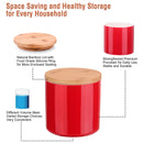 3-Piece Ceramic Food Tea Coffee Sugar Storage with Bamboo Lid