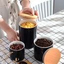 3-Piece Ceramic Food Tea Coffee Sugar Storage with Bamboo Lid