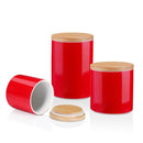 3-Piece Ceramic Food Tea Coffee Sugar Storage with Bamboo Lid