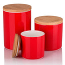 3-Piece Ceramic Food Tea Coffee Sugar Storage with Bamboo Lid