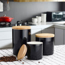 3-Piece Ceramic Food Tea Coffee Sugar Storage with Bamboo Lid
