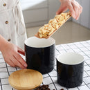 3-Piece Ceramic Food Tea Coffee Sugar Storage with Bamboo Lid