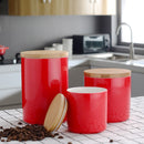 3-Piece Ceramic Food Tea Coffee Sugar Storage with Bamboo Lid