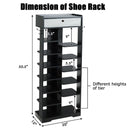 Wooden Shoe Rack w/Fabric Drawer Free Standing Shoe Storage Shelf