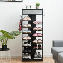 Wooden Shoe Rack w/Fabric Drawer Free Standing Shoe Storage Shelf