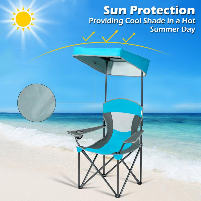 Portable Folding Camping Canopy Chair w/ Cup Holder Cooler Outdoor OP70570