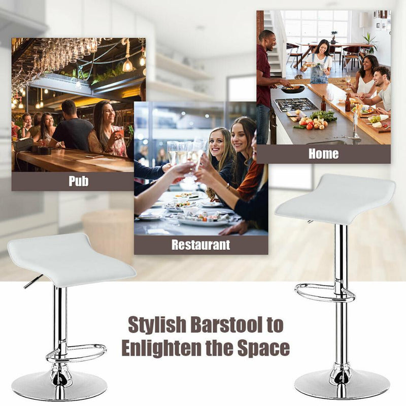 Set of 4 Swivel Bar Stool PU Leather Adjustable Kitchen Counter Chair