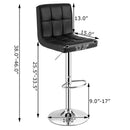 Adjustable Swivel Bar Stool Counter Height Bar Chair PU Leather w/ Back Black HW66492BK-1
