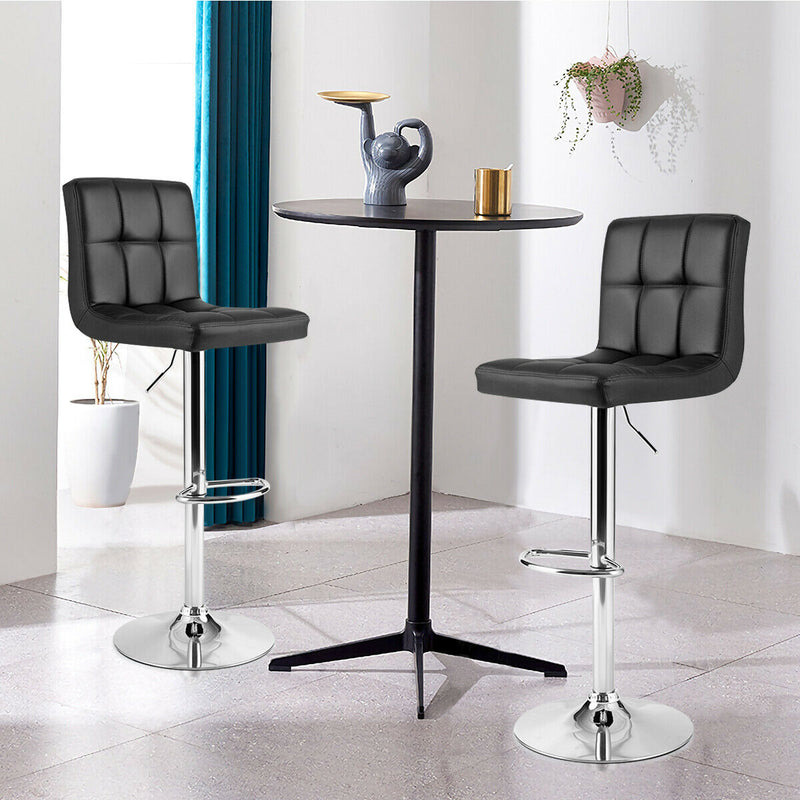 Adjustable Swivel Bar Stool Counter Height Bar Chair PU Leather w/ Back Black HW66492BK-1