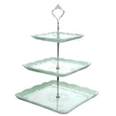 3 Tier Green Dessert Cake Tower Stand Porcelain Server Display