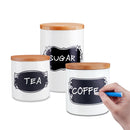 3-Piece Ceramic Storage Canister Jar Set w/ Lid,Reusable Chalkboard