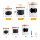 3-Piece Ceramic Storage Canister Jar Set w/ Lid,Reusable Chalkboard