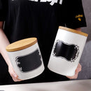 3-Piece Ceramic Storage Canister Jar Set w/ Lid,Reusable Chalkboard