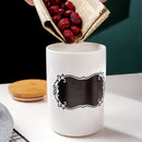 3-Piece Ceramic Storage Canister Jar Set w/ Lid,Reusable Chalkboard
