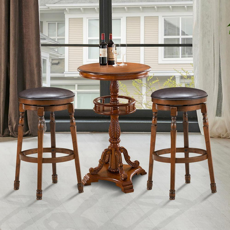 Set of 2 29" Swivel Bar Stool Leather Padded Dining Kitchen Pub Chair Backless HW66564
