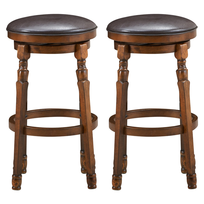 Set of 2 29" Swivel Bar Stool Leather Padded Dining Kitchen Pub Chair Backless HW66564