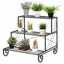 3 Tier Outdoor Metal Plant Stand Flower Planter Garden Display Holder Rack Shelf