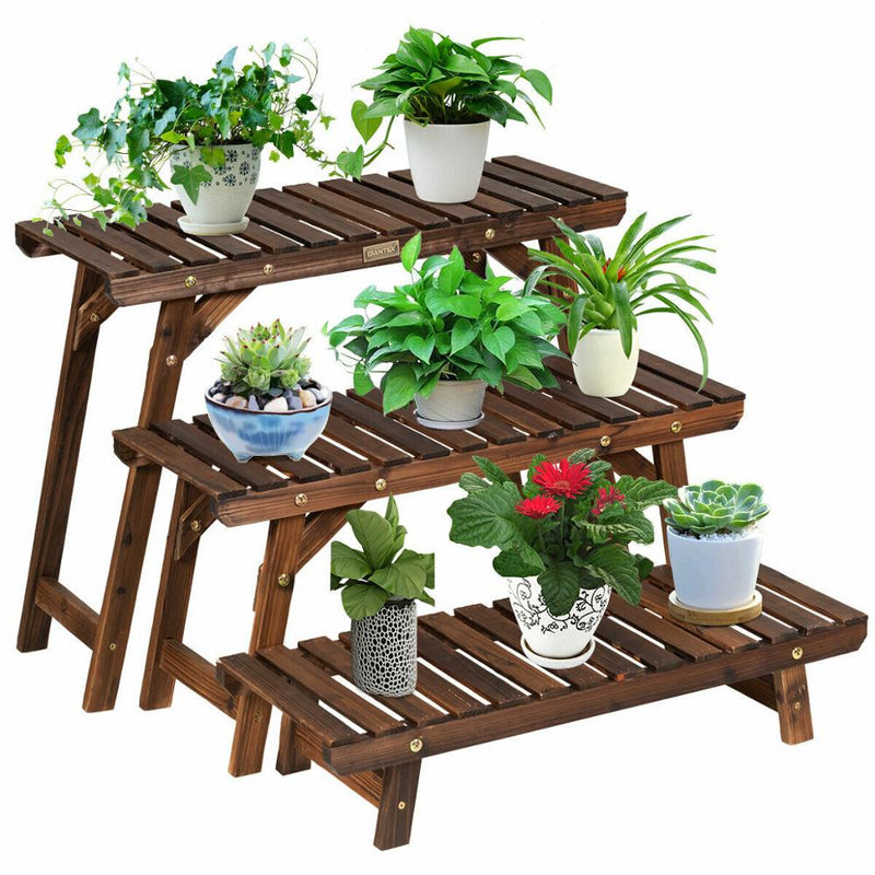 3 Tier Step Design Plant Shelf Rack Freestanding Ladder Flower Pot Stand Holder GT3516