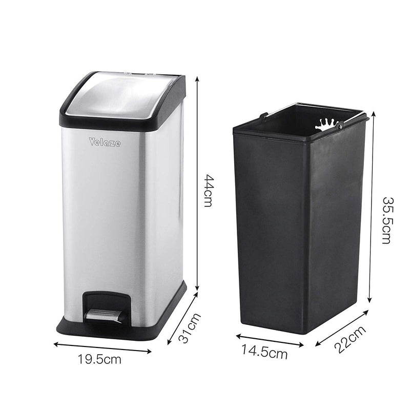 12L Square Stainless Steel Trash Bin Foot Pedal Trash Can