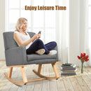 Mid Century Fabric Rocking Chair Upholstered Accent Armchair Lounge Chair Gray