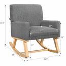 Mid Century Fabric Rocking Chair Upholstered Accent Armchair Lounge Chair Gray