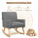 Mid Century Fabric Rocking Chair Upholstered Accent Armchair Lounge Chair Gray