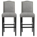 Set of 2 Bar Stools 30'' Upholstered Kitchen Breakfast Nailhead Bar Chairs Gray