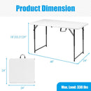 4ft Camping and Utility Folding Table Height Adjustable Indoor Outdoor White