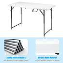 4ft Camping and Utility Folding Table Height Adjustable Indoor Outdoor White
