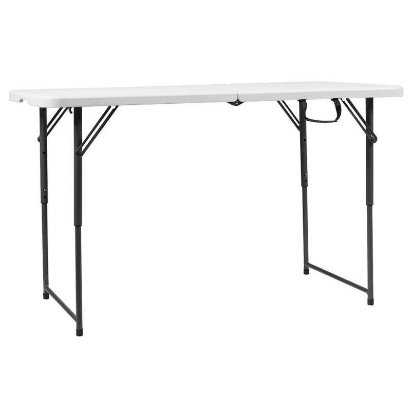 4ft Camping and Utility Folding Table Height Adjustable Indoor Outdoor White