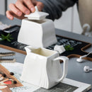 White Porcelain Ceramic Sugar and Creamer Pot Set  (with Lid)