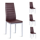 Set of 4 PU Leather Dining Side Chairs Elegant Design Home Furniture Brown