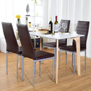 Set of 4 PU Leather Dining Side Chairs Elegant Design Home Furniture Brown