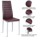 Set of 4 PU Leather Dining Side Chairs Elegant Design Home Furniture Brown